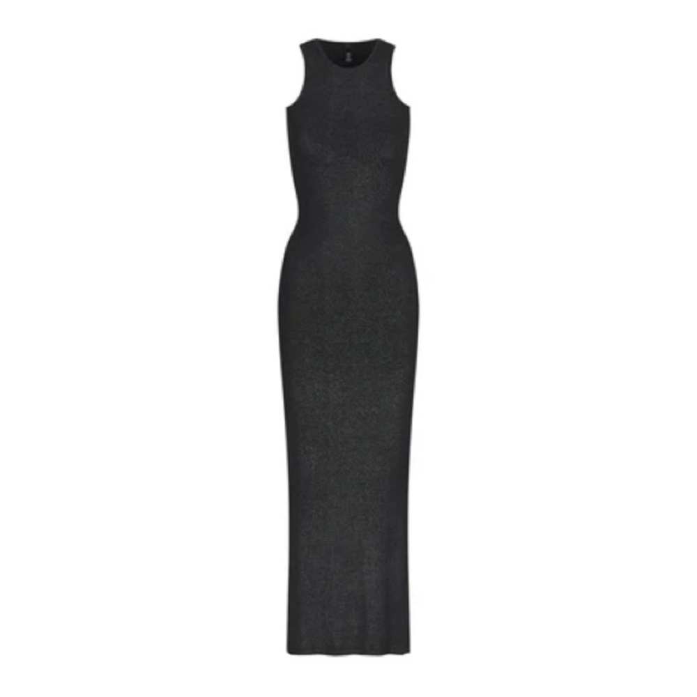 Skims Black Glittery Sleeveless Dress